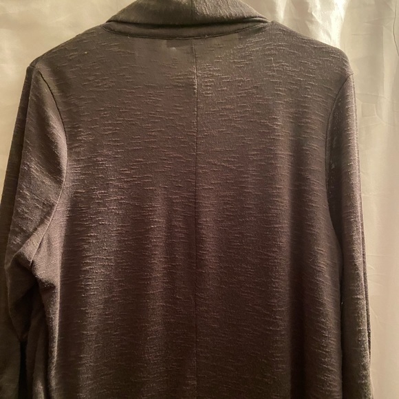 Ladies khaki green swall collar sweater with gathered 3/4 sleeves - Picture 9 of 9